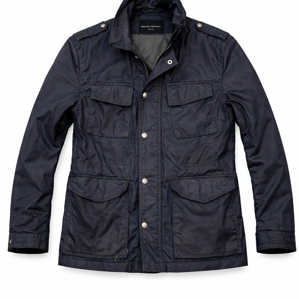 Banana Republic Men's M-65 Navy Blue Field  Wax like Jacket L
